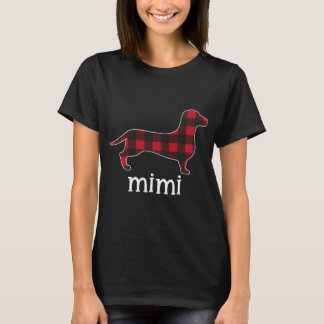 Red Plaid Mimi Dachshund Merry Christmas Dachshund T-Shirt