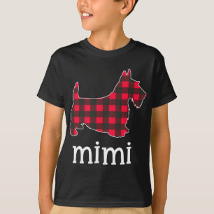 Red Plaid Mimi Grandma Scottie Dog Christmas Match T-Shirt