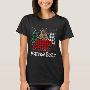 Red Plaid Momma Bear Bear Christmas Tree Leopard P T-Shirt