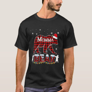 Red Plaid Momma Bear Christmas Pajama Matching Fam T-Shirt