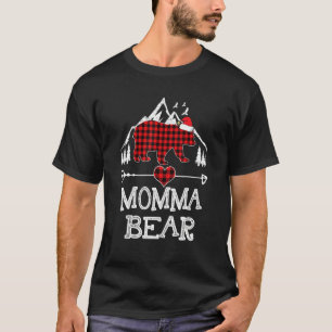 Red Plaid Momma Bear Matching Pajama Family T-Shirt