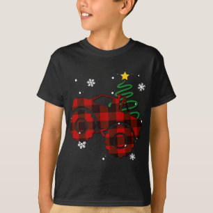 Red Plaid Monster Truck Buffalo Car Family Pajama  T-Shirt