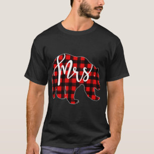Red Plaid Mrs Bear Matching Pajama Newlywed Marrie T-Shirt