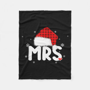 Red Plaid Mrs Claus Couples Matching Christmas Paj Fleece Blanket