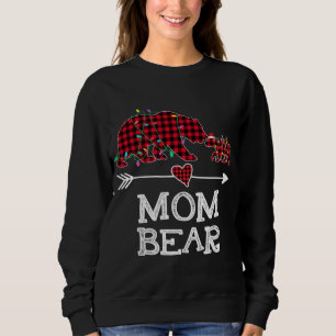 Red Plaid Mum Bear Buffalo Family Mama Pajama Chri Sweatshirt