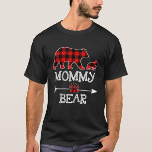 Red Plaid Mummy Bear One Cubs Matching Buffalo Paj T-Shirt