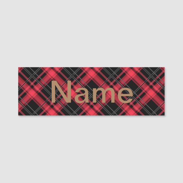 Red plaid name tag (Front)