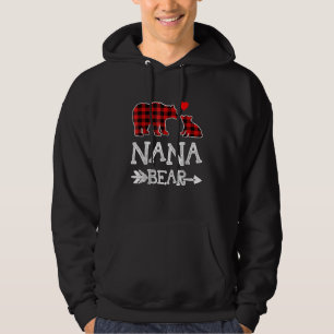 Red Plaid Nana Bear Christmas Pajama Matching Fami Hoodie