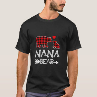 Red Plaid Nana Bear Christmas Pajama Matching Fami T-Shirt