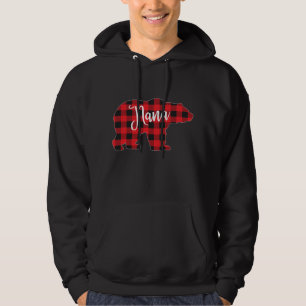 Red Plaid Nana Bear Matching Pajama Family Buffalo Hoodie