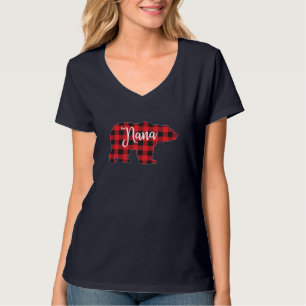 Red Plaid Nana Bear Matching Pajama Family Buffalo T-Shirt