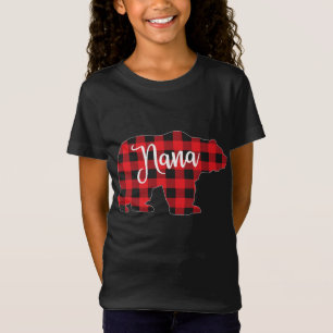 Red Plaid Nana Bear Matching Pajama Family Buffalo T-Shirt