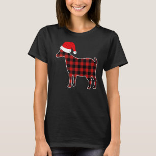 Red Plaid Nigerian Dwarf Goat Santa Hat Christmas  T-Shirt