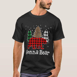 Red Plaid Nonna Bear Bear Christmas Tree Leopard P T-Shirt