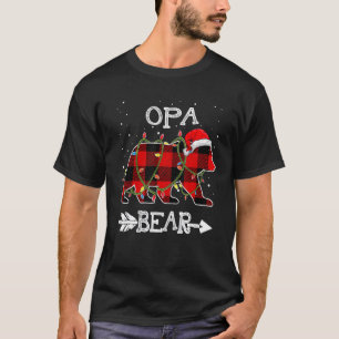 Red Plaid Opa Bear Christmas Santa Family Matching T-Shirt