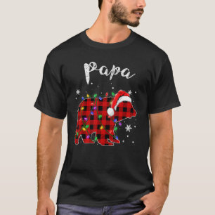 Red Plaid Papa Bear Buffalo Matching Family Pajama T-Shirt