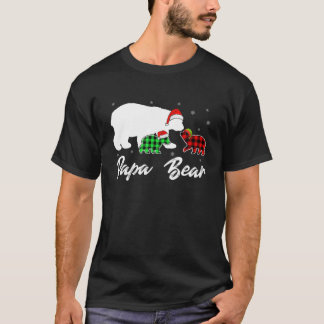 Red Plaid Papa Bear Matching Family Christmas Paja T-Shirt