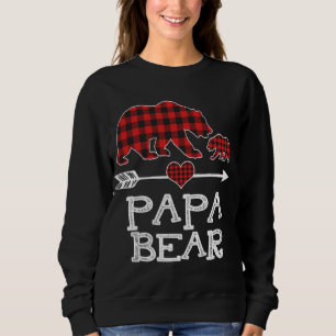 Red Plaid Papa Bear One Cub Matching Buffalo Pajam Sweatshirt
