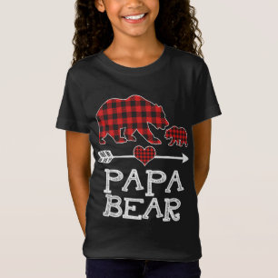 Red Plaid Papa Bear One Cub Matching Buffalo Pajam T-Shirt