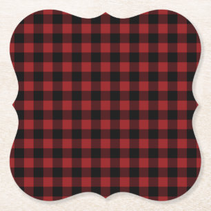 Red Plaid Paper Coaster