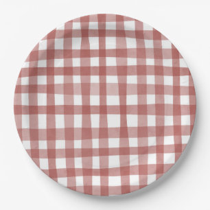 Red Plaid Paper Plate