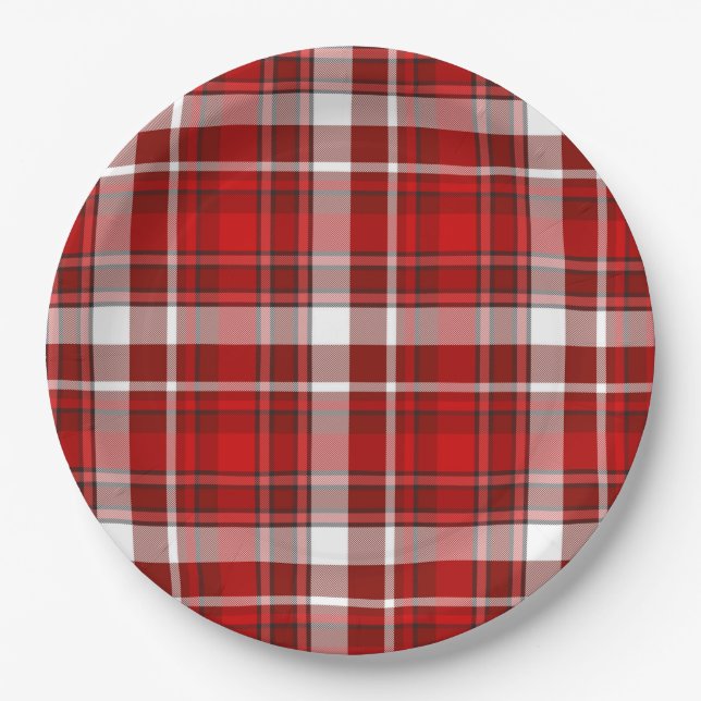 Red Plaid Paper Plates (Front)