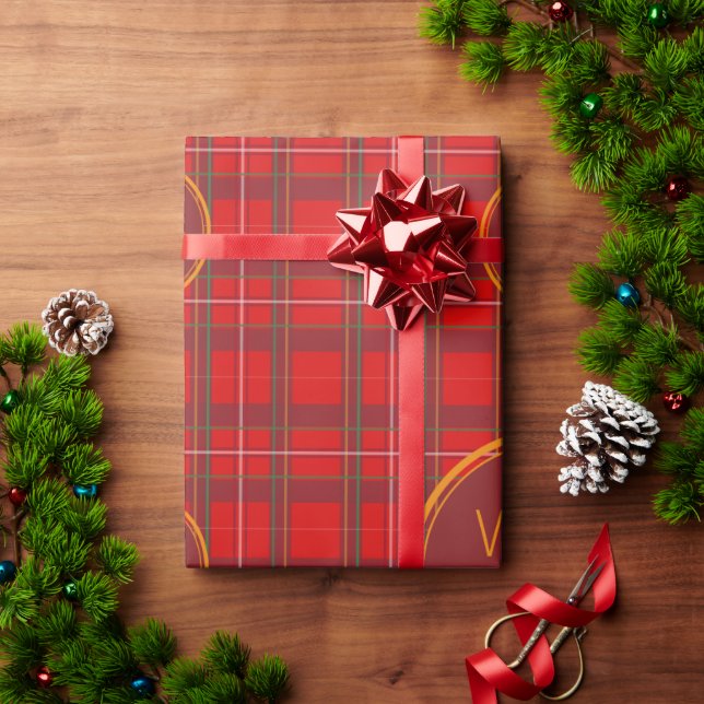 Red Plaid Pattern Warm Wishes Christmas Holiday Wrapping Paper (Holiday Gift)