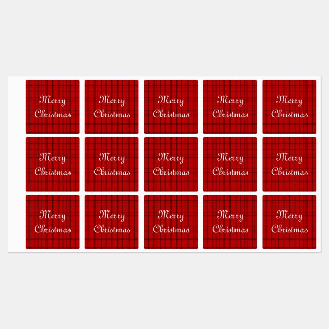 Red plaid pattern with white Merry Christmas text (Sheet)