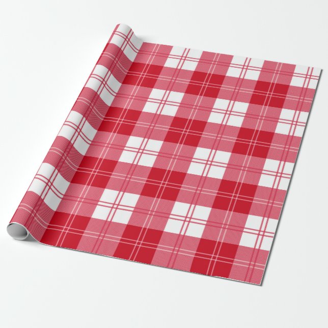 Red Plaid Pattern Wrapping Paper (Unrolled)