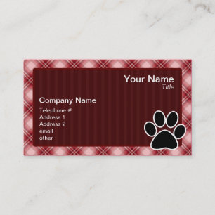 Red Plaid Paw Print Business Card