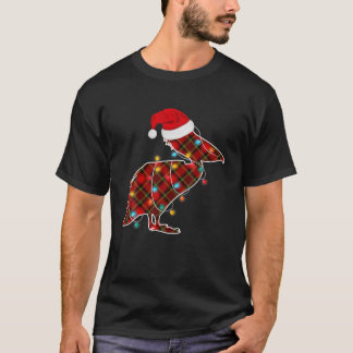 Red Plaid Pelican Bird Christmas Lights Xmas Pajam T-Shirt