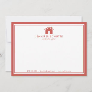 Red Plaid Personalised Realtor Stationery Flat Card