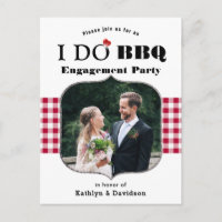 Red Plaid Photo I DO Engagement Simple BBQ Party