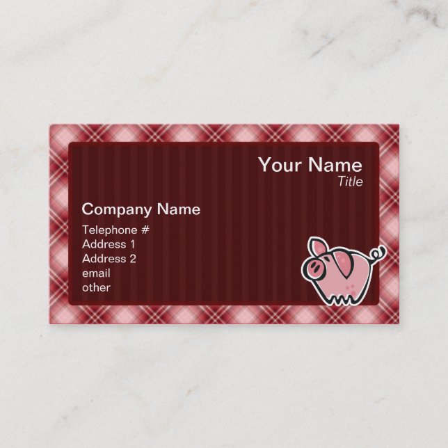 Red Plaid Pig Business Card (Front)