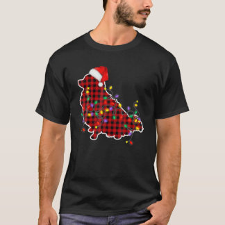 Red Plaid Pomeranian Dog Christmas Lights Pyjamas T-Shirt