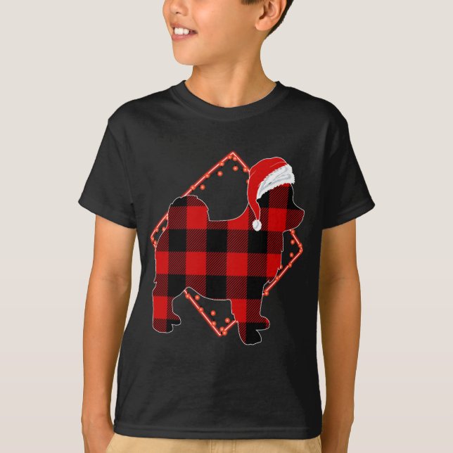 Red Plaid Pomsky Dog Christmas Pyjamas Family Xmas T-Shirt (Front)