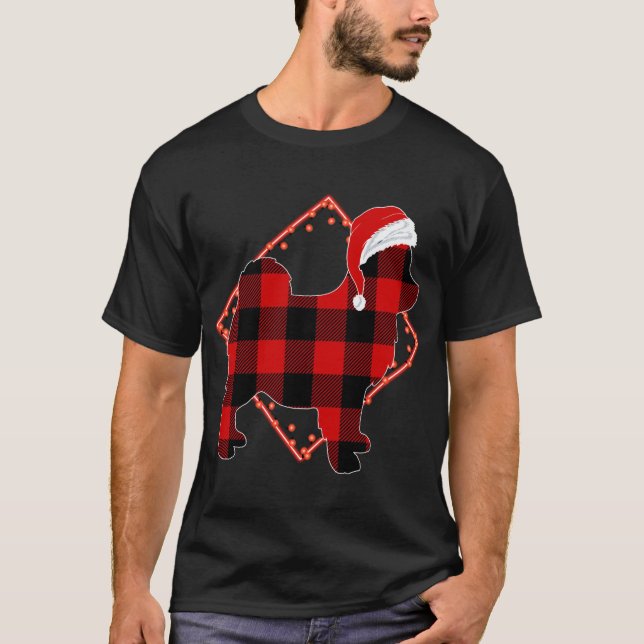 Red Plaid Pomsky Dog Christmas Pyjamas Family Xmas T-Shirt (Front)