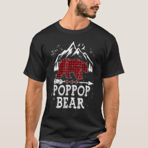 Red Plaid Poppop Bear Christmas Pajama Matching Fa T-Shirt