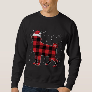 Red Plaid Pug Christmas Santa Hat Pajama Gift Dog Sweatshirt