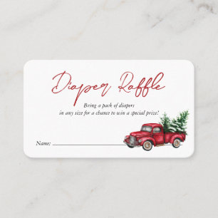 Red Plaid Red Truck Diaper Raffle Enclosure Card