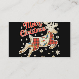 Red Plaid Reindeer Buffalo Merry Christmas Pajama Business Card