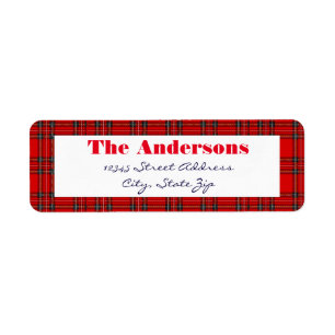 Red Plaid - Return Address Label