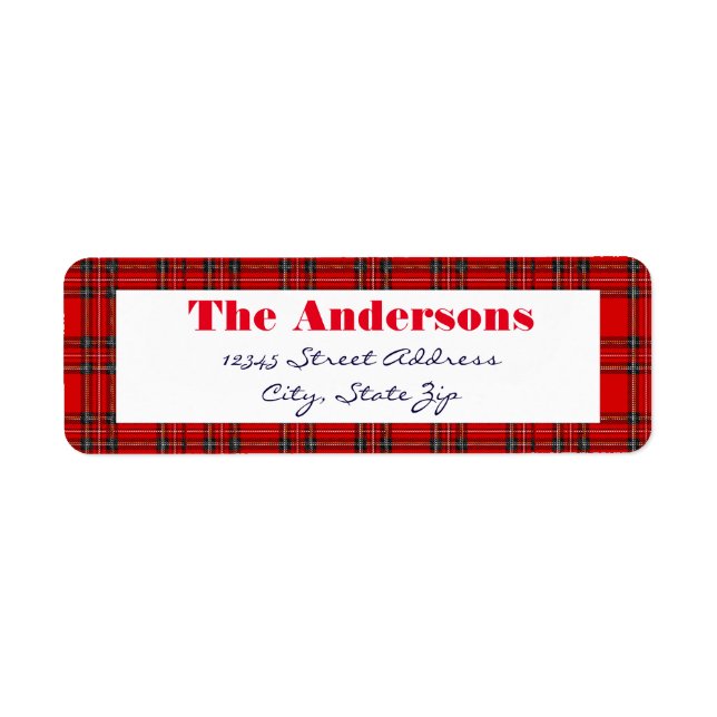 Red Plaid - Return Address Label (Front)