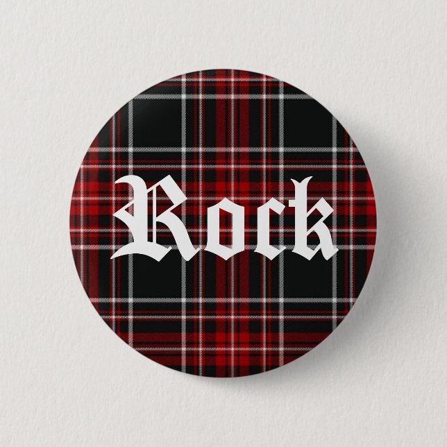 Red Plaid Rock - Button (Front)