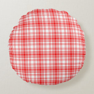 Red Plaid Round Cushion