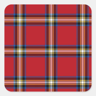 Red Plaid, Royal Stewart Tartan Square Sticker