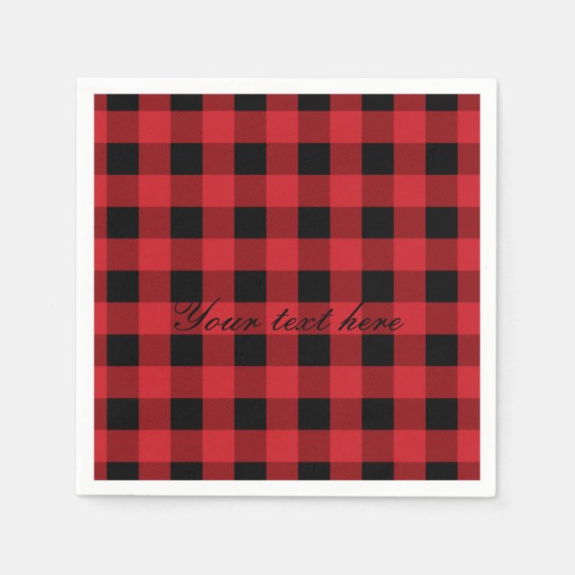 Red Plaid Rustic Country Holiday Christmas Napkins (Front)