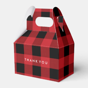 Red Plaid Rustic Country Holiday Party Favour Boxe Box