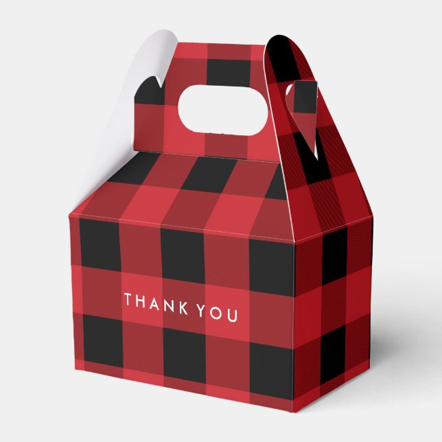 Red Plaid Rustic Country Holiday Party Favour Boxe Box (Front Side)