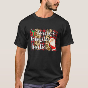 Red Plaid Santa's Favourite Auntie Family Matching T-Shirt